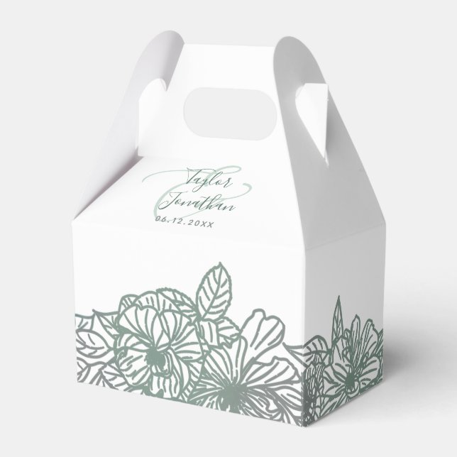 Caixinha De Lembrancinhas Foto Personalizada Sage Green Flowers Belo Casamen (Frente)