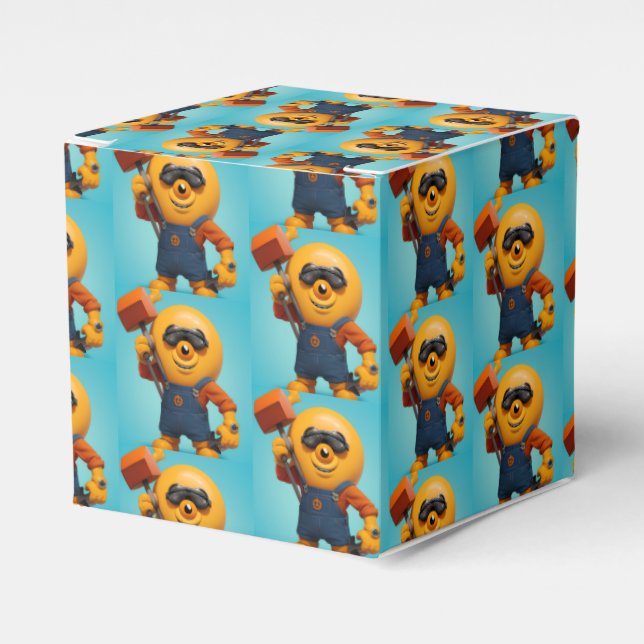 Caixinha De Lembrancinhas Fröhlicher Baumeister – Gelber Held mit Hammer   (Frente)