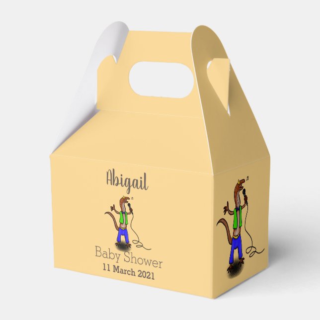 Caixinha De Lembrancinhas Funny lizard singing with microphone cartoon (Frente)