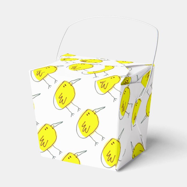 Caixinha De Lembrancinhas Funny Yellow Cartoon Birds Doodle Drawing  (Frente)