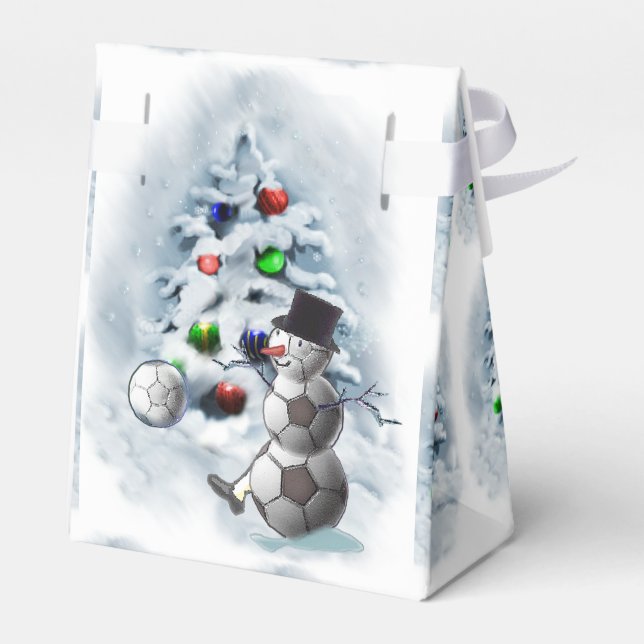 Caixinha De Lembrancinhas Futebol Ball Snowman Natal (Verso)