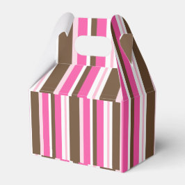 Caixinha De Lembrancinhas Gable Favor Box Brown & Pink Stripe