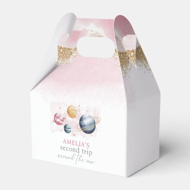 Caixinha De Lembrancinhas Galáxias de Aniversário de Rapariga do Espaço Exte (Frente)