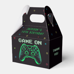 Caixinha De Lembrancinhas Game On Neon Video Game Arcade Birthday Favor Box