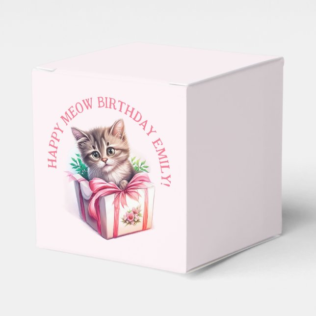 Caixinha De Lembrancinhas Gatinho Bonito num Presente de Aniversário de Caix (Frente)