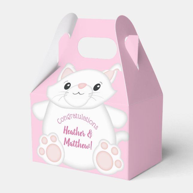 Caixinha De Lembrancinhas Gatinho do Chá de fraldas Gato Rosa (Frente)