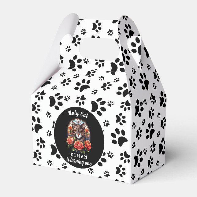 Caixinha De Lembrancinhas gato bonito, eu sou um | primeiro aniversario da G (Frente)