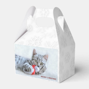 Caixinha De Lembrancinhas Gato de gato malhado cinzento bonito do Natal de