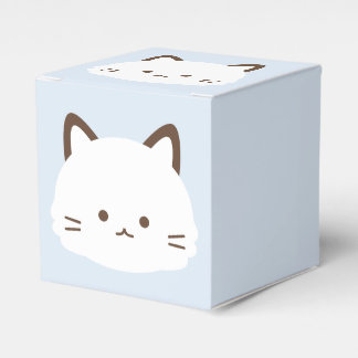 Caixinha De Lembrancinhas Gato de rosto fofo com fundo azul pastel