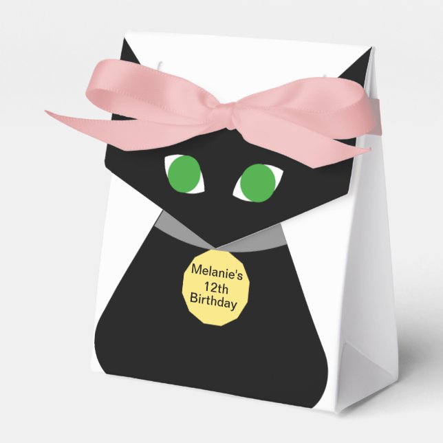 Caixinha De Lembrancinhas Gato Negro de Olho Verde (Frente)