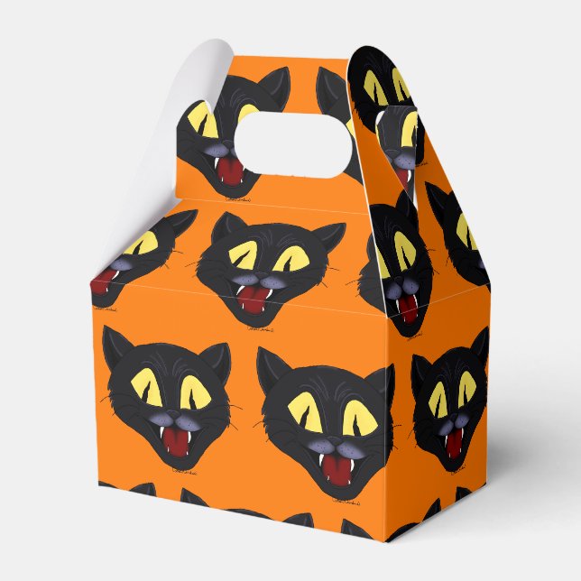 Caixinha De Lembrancinhas Gato Negro Halloween (Frente)