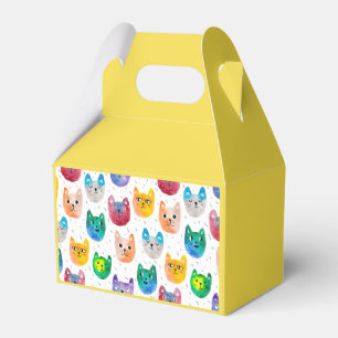 Caixinha De Lembrancinhas Gatos com aquarelas e amigos