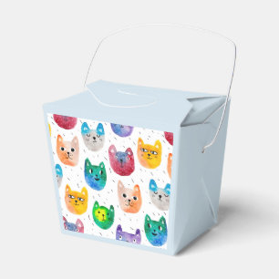 Caixinha De Lembrancinhas Gatos com aquarelas e amigos