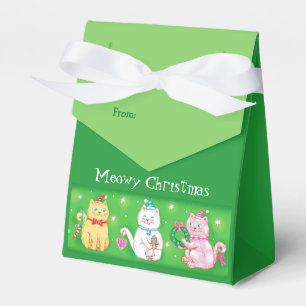 Caixinha De Lembrancinhas Gatos de Natal Bons e Felizes Verde