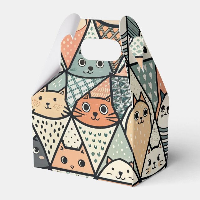 Caixinha De Lembrancinhas Gatos em Cones (Verso)