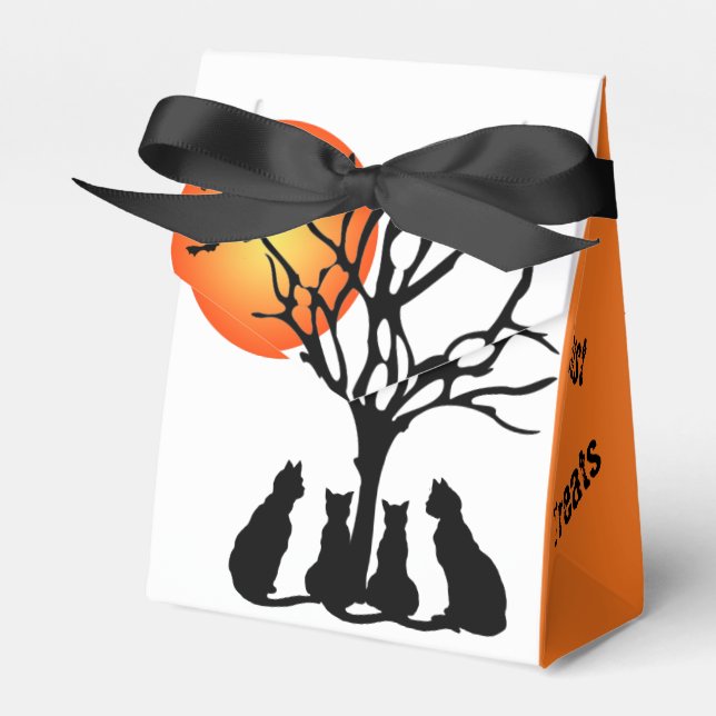 Caixinha De Lembrancinhas Gatos Pretos À Lua (Frente)