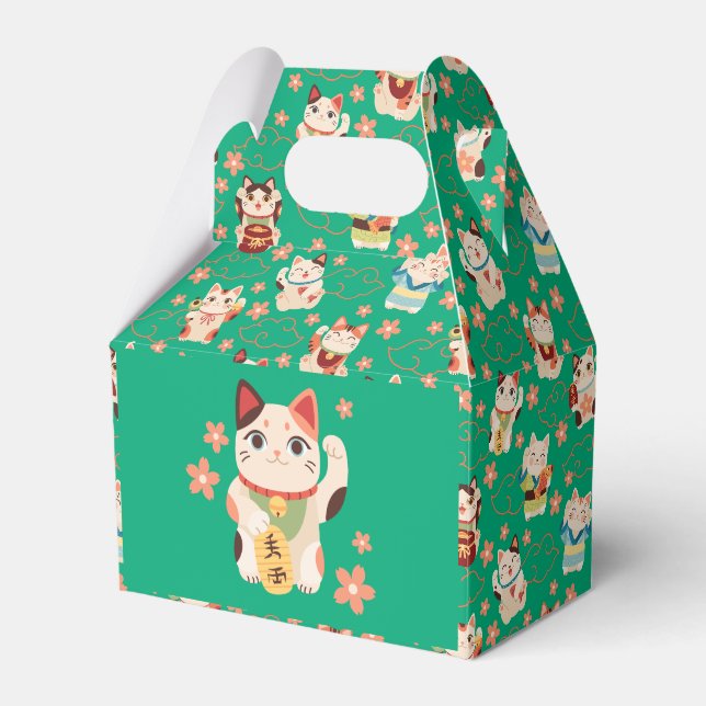 Caixinha De Lembrancinhas Gatos Sortudos Maneki Neko (Frente)
