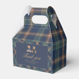 Caixinha De Lembrancinhas Gender Reveal Favor Boxes Navy Plaid Teddy Bear