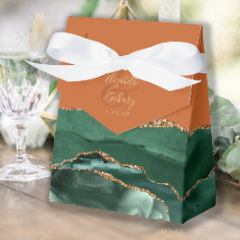 Caixinha De Lembrancinhas Geode Moderno Emerald Green Rust Dourada