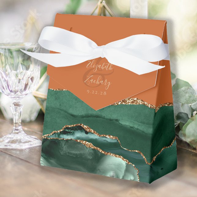 Caixinha De Lembrancinhas Geode Moderno Emerald Green Rust Dourada (Criador carregado)