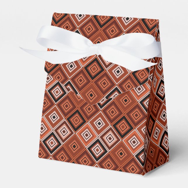Caixinha De Lembrancinhas Geometria patchwork étnico marrom laranja (Frente)