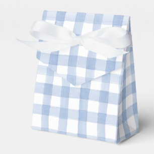 Caixinha De Lembrancinhas Gingham Branco e Azul de Aquarela