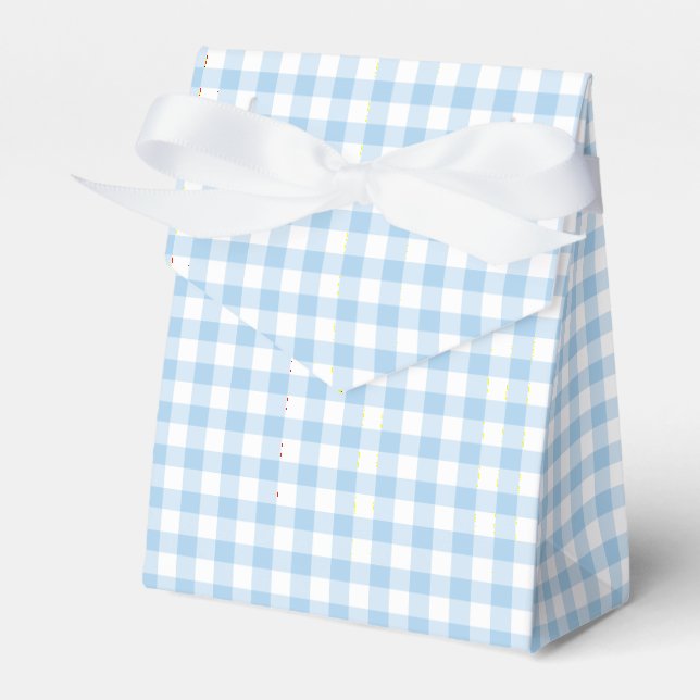 Caixinha De Lembrancinhas Gingham Clássico Bebê Azul (Frente)