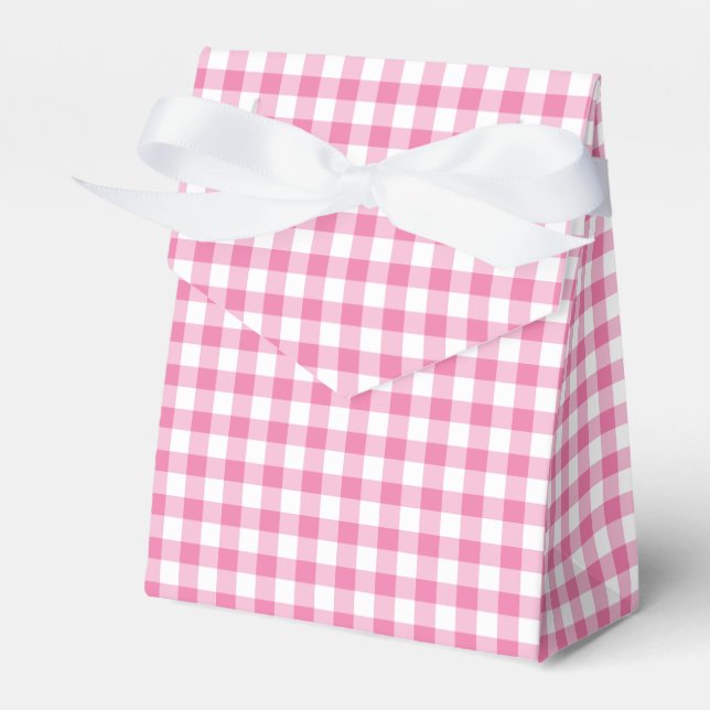 Caixinha De Lembrancinhas Gingham Clássico Fúcsia (Frente)