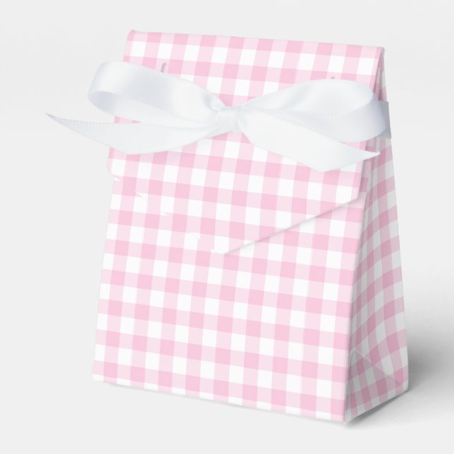 Caixinha De Lembrancinhas Gingham Clássico Rosa Claro (Frente)