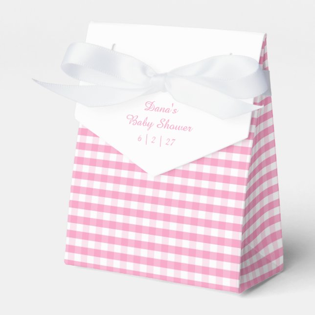 Caixinha De Lembrancinhas Gingham Rosa e Branco (Frente)