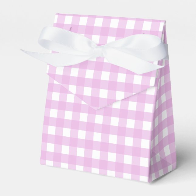 Caixinha De Lembrancinhas Gingham rosa pálido (Frente)