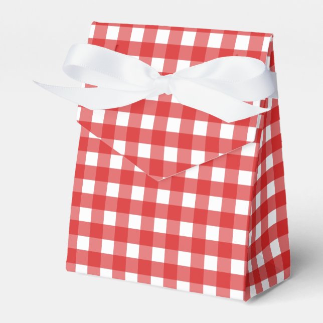 Caixinha De Lembrancinhas Gingham vermelho e branco (Frente)