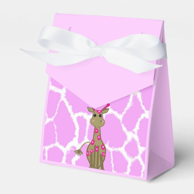 Caixinha De Lembrancinhas Girafa Fofo de Pé com Manchas Rosa (Frente)