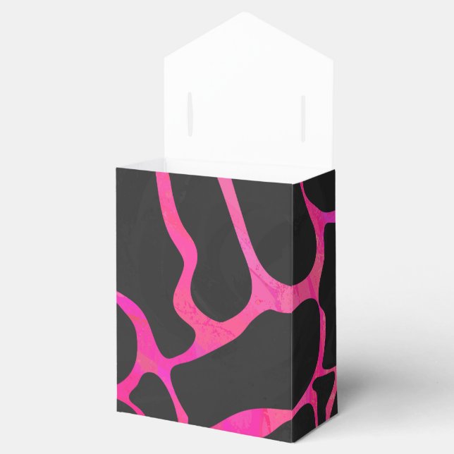 Caixinha De Lembrancinhas Girafa Impressão Rosa Choque e Preto (Aberto)
