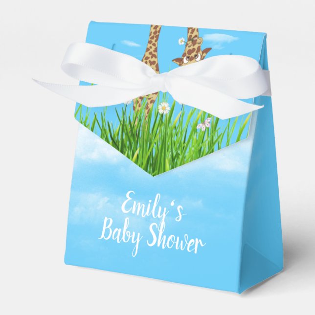 Caixinha De Lembrancinhas Girafas na grama com margarida (Frente)