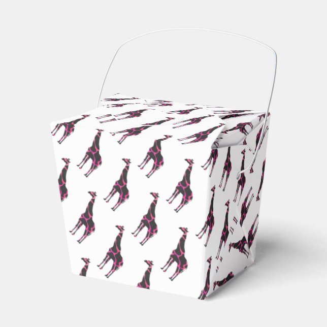 Caixinha De Lembrancinhas Giraffe Hot Pink e Black Silhout (Frente)
