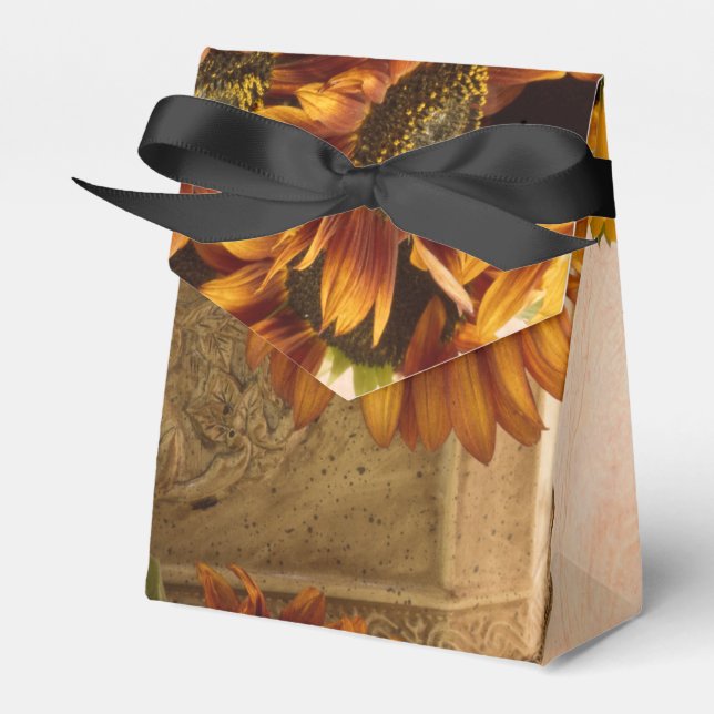 Caixinha De Lembrancinhas Girassóis De Laranja No Soquete De Tin (Frente)