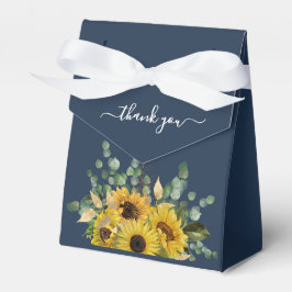 Caixinha De Lembrancinhas Girassóis Florais Azul Marinho Obrigado Casamento