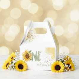 Caixinha De Lembrancinhas Girassol de aquarela primeiro Aniversário
