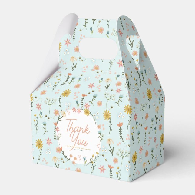 Caixinha De Lembrancinhas Girls Pink Wildflower Chá de fraldas (Frente)