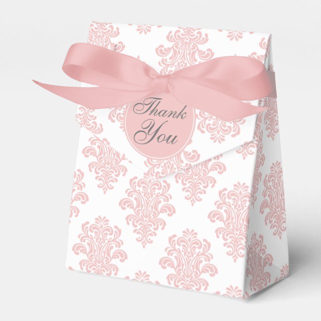 Caixinha De Lembrancinhas Girly Pink Damask Personalizado (Frente)