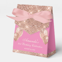 Caixinha De Lembrancinhas Glam Esmeralda Rosa e Dourado Rose Personalizável