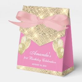 Caixinha De Lembrancinhas Glam Rosa e Dourado Personalizável