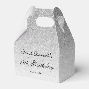 Caixinha De Lembrancinhas Glamour Prata Personalizado com Glitter