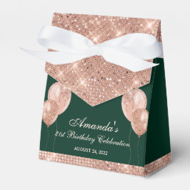 Caixinha De Lembrancinhas Glamour Verde Esmeralda e Dourado Rosa Personalizá
