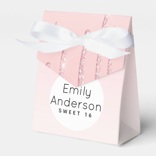 Caixinha De Lembrancinhas Glitter Doce 16 Rosa Trendy 16 Festa 16 (Frente)