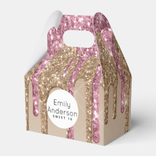 Caixinha De Lembrancinhas Glitter Glitter Sweet16 Rosa Dourado Pink 16th Par
