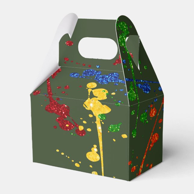 Caixinha De Lembrancinhas Glitter Paintball Party Paint Splatter (Frente)