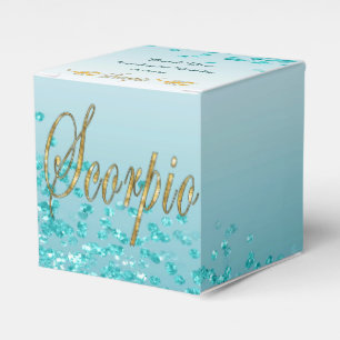 Caixinha De Lembrancinhas Glitter Scorpio e Teal Blue Glitter Aniversário