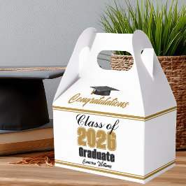 Caixinha De Lembrancinhas Gold Class of 2026 Custom Graduation Party